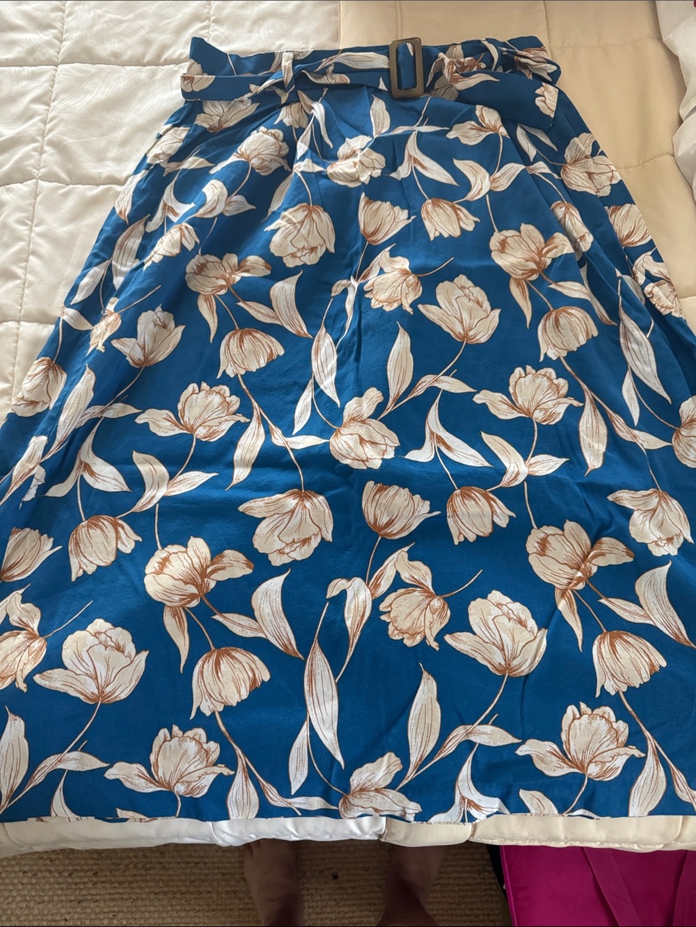 Ann Taylor Factory Blue Floral Maxi Skirt with Belt